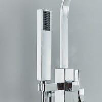 Torneira De Piso Para Banheira Misturador Curty Cromado Luxo Para Banheira De Imersão Misturador de piso banheira Artificio Lar