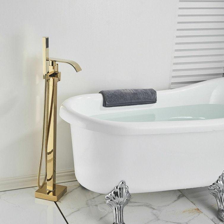 Torneira De Piso Para Banheira Misturador De Imersão Cascata Kardec Misturador de piso banheira Artificio Lar Dourado A Pronta Entrega