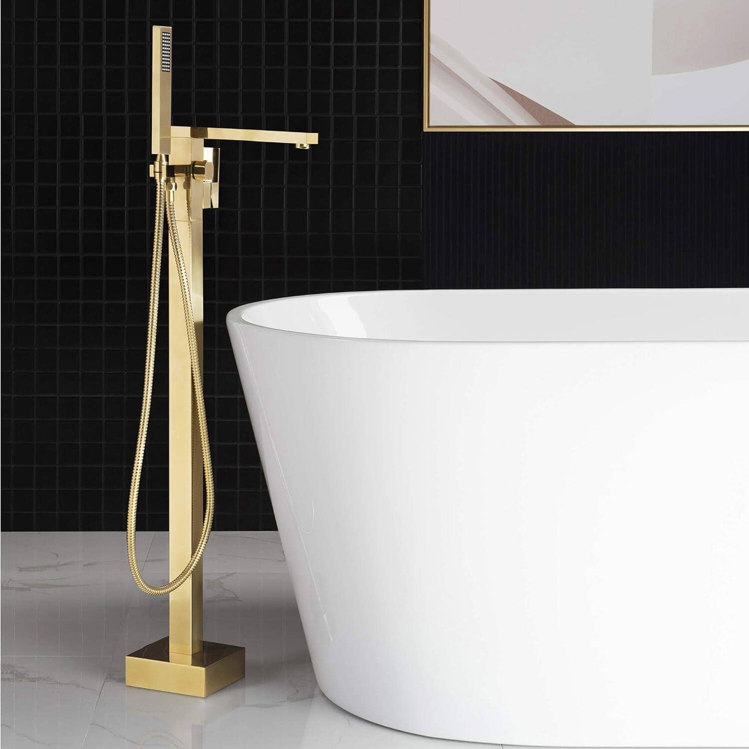 Torneira De Piso Para Banheira Misturador Imersão Monocomando Urban Misturador de piso banheira Artificio Lar Ouro Polido A Pronta Entrega