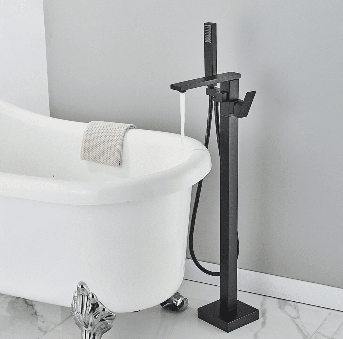 Torneira De Piso Para Banheira Misturador Imersão Monocomando Urban Misturador de piso banheira Artificio Lar Preto Fosco A Pronta Entrega