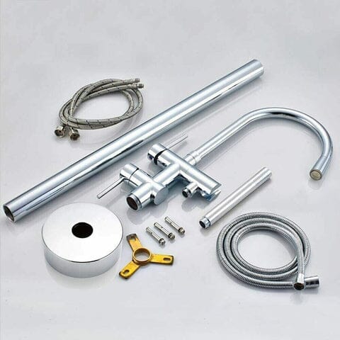 Torneira De Piso Para Banheira Misturador Monocomando Contemporâneo Danley Cromado grupo 01 Misturador de piso banheira Artificio Lar