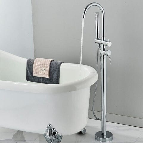 Torneira De Piso Para Banheira Misturador Monocomando Contemporâneo Danley Cromado grupo 01 Misturador de piso banheira Artificio Lar