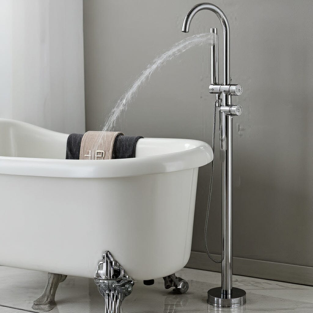 Torneira De Piso Para Banheira Misturador Monocomando Contemporâneo Danley Cromado Torneira De Piso Para Banheira Misturador Monocomando Contemporâneo Danley Cromado Artificio Lar