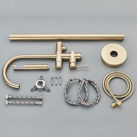 Torneira De Piso Para Banheira Misturador Ouro Escovado Contemporâneo Monocomando Danley grupo 01 Misturador de piso banheira Artificio Lar