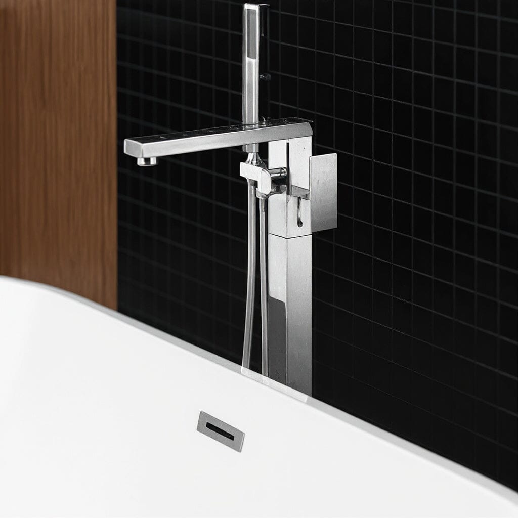 Torneira De Piso Para Banheira Misturador Pedestal Cromado Banheira Crockt Torneira De Piso Para Banheira Misturador Pedestal Cromado Banheira Crockt Artificio Lar