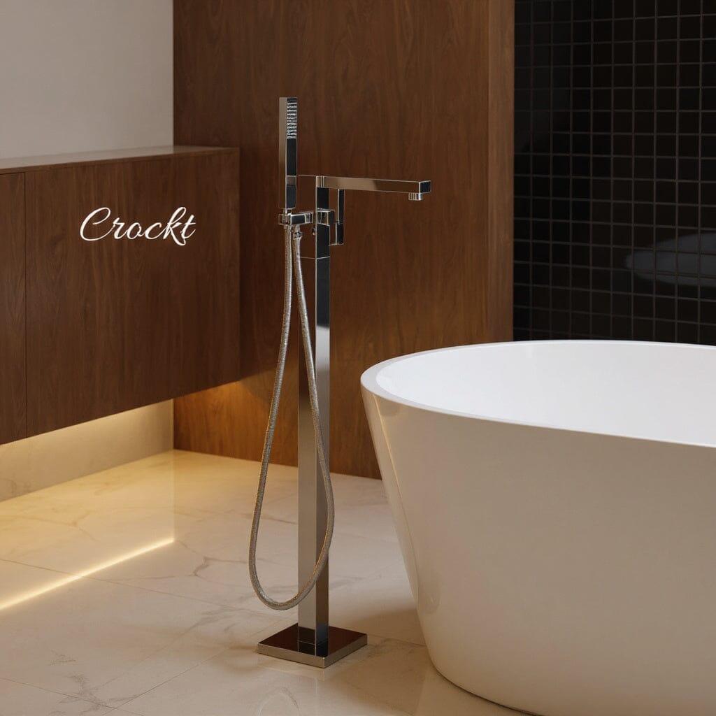 Torneira De Piso Para Banheira Misturador Pedestal Cromado Banheira Crockt Torneira De Piso Para Banheira Misturador Pedestal Cromado Banheira Crockt Artificio Lar