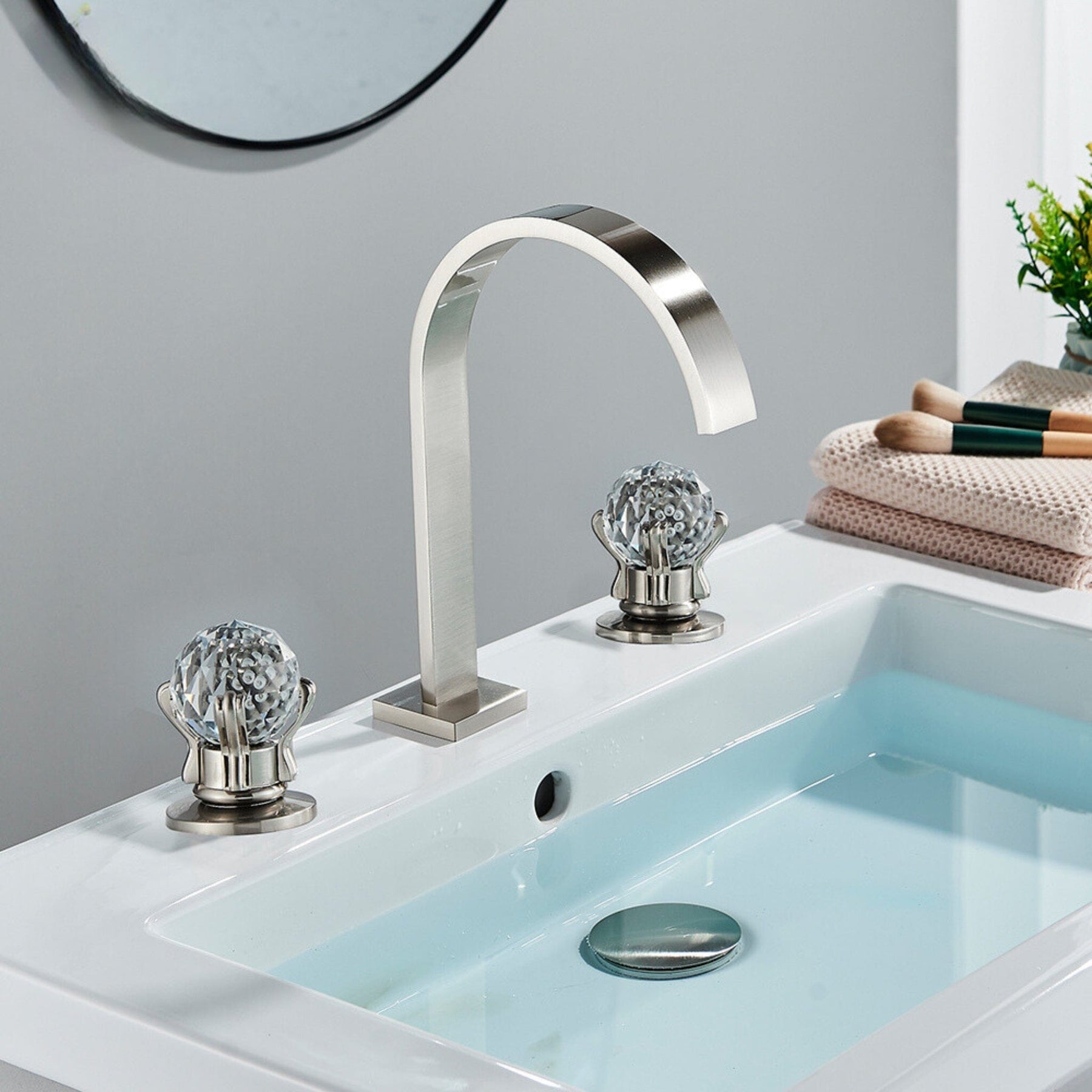 Torneira Duplo comando Banheiro Luxor Cristal Torneira Duplo comando Banheiro Luxor Cristal Artificio Lar Níquel Escovado