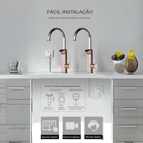 Torneira Elétrica Para Cozinha Bancada Visor Display 220v Perugia torneira gourmet Cozinha Artificio Lar