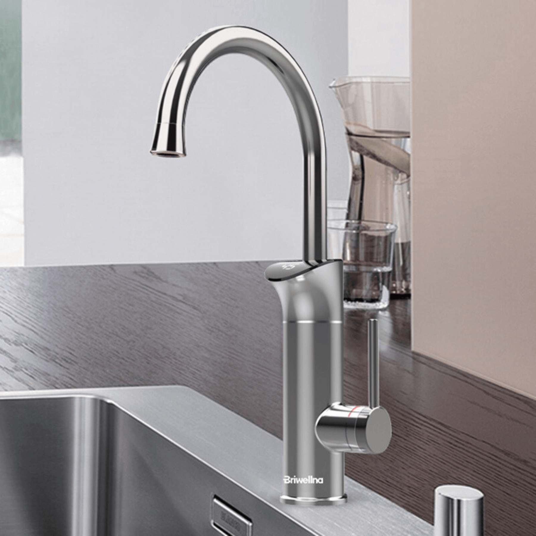 Torneira Elétrica Para Cozinha Bancada Visor Display 220v Perugia torneira gourmet Cozinha Artificio Lar Grafite Escovado