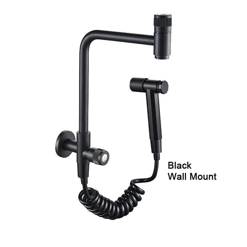 Torneira Gourmet Com Ducha Manual Crossver torneira gourmet Cozinha Monocomando Artificio Lar Preto Fosco/ Parede A Pronta Entrega