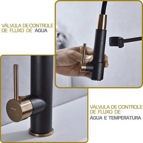 Torneira Gourmet Cozinha Monocomando Com Saída Filtro Luxo Premium Luxo 360° - Kube torneira gourmet Cozinha Artificio Lar