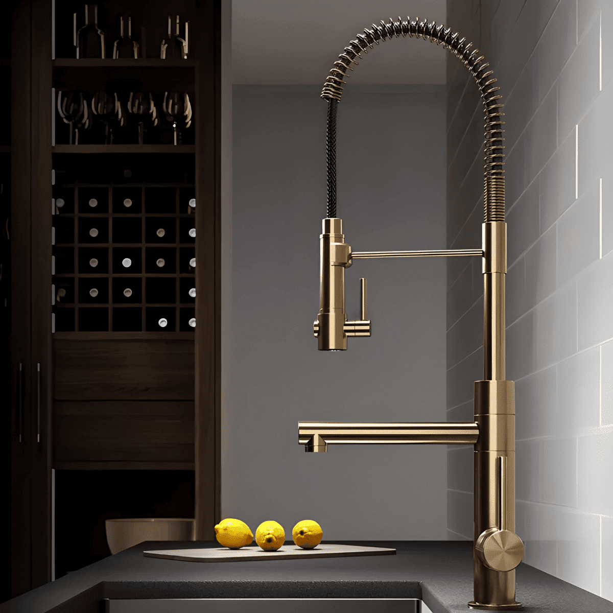 Torneira Gourmet Cozinha Monocomando Com Saída Filtro Luxo Premium Luxo 360° - Kube torneira gourmet Cozinha Artificio Lar Ouro Polido De 7 a 18 Dias