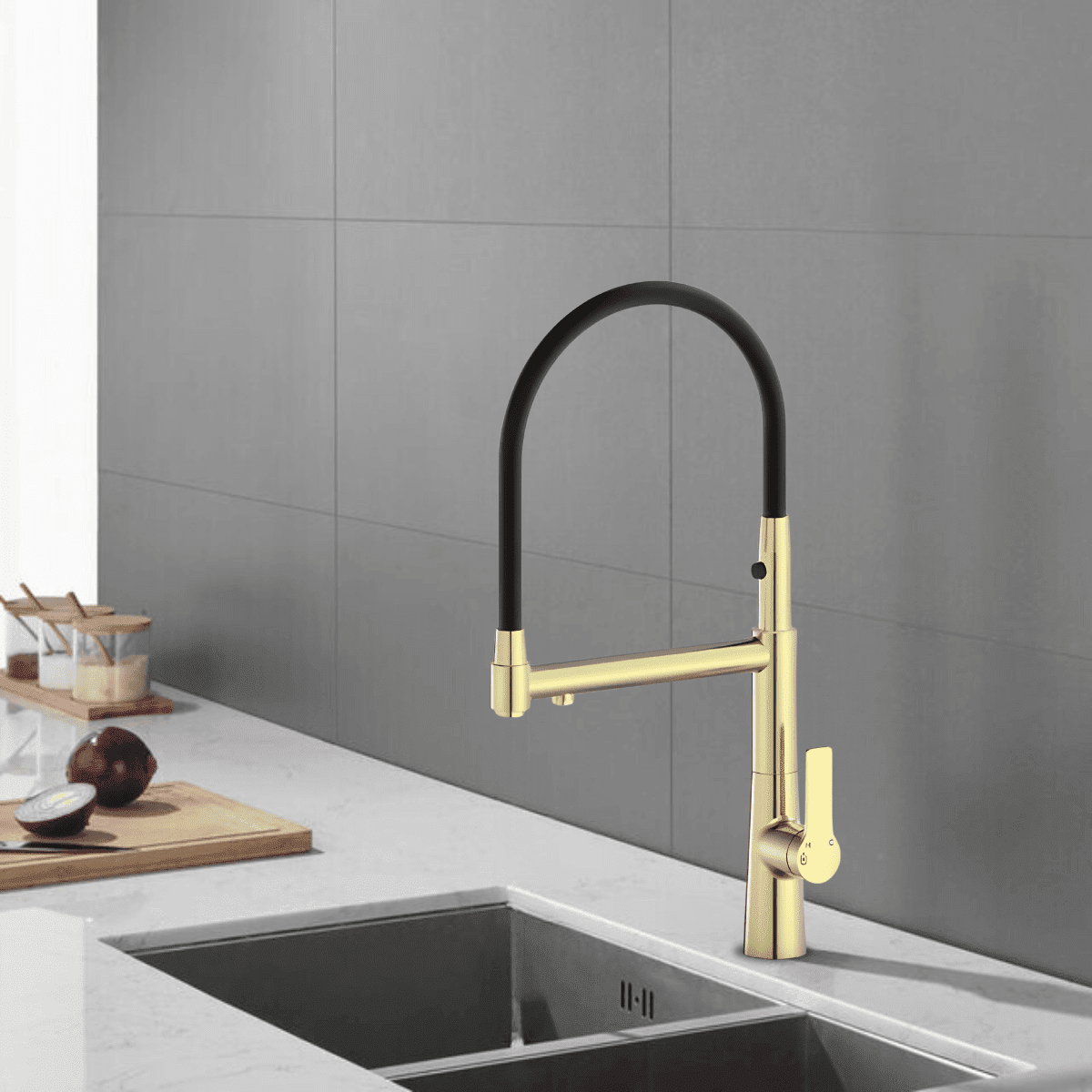 Torneira Gourmet Cozinha Monocomando Duo Premium Luxo Com Saida Para Filtro Proton torneira gourmet Cozinha Artificio Lar Ouro Escovado De 7 a 18 Dias