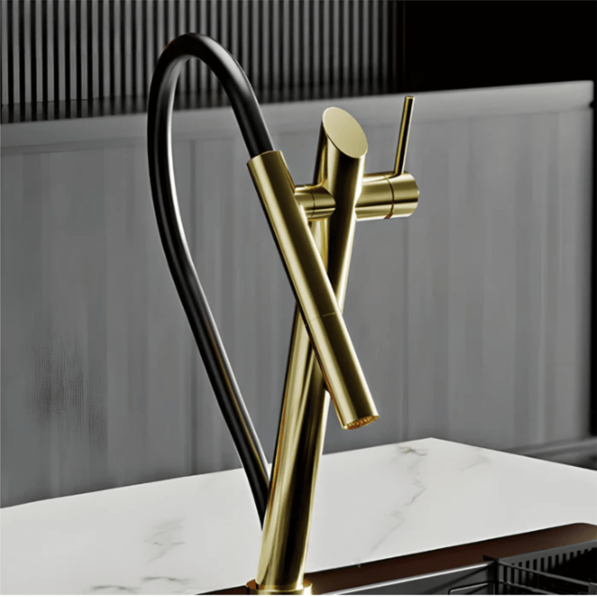 Torneira Gourmet Cozinha Monocomando Extensível Luxo Cozinha Bella Torneira Gourmet Cozinha Monocomando Extensível Luxo Cozinha Bella Artificio Lar Ouro Polido G1/2