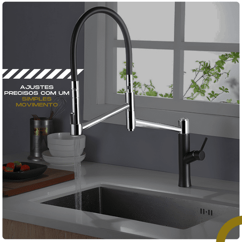 Torneira Gourmet Cozinha Monocomando Premium Luxo Dupla Funcionalidade extensível Rower Artificio Lar