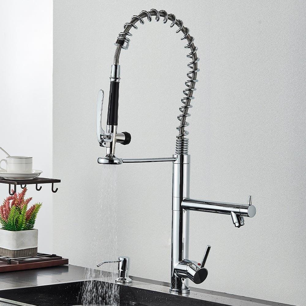 Torneira Gourmet Dual Mola Spray Monocomando Bica Alta Troia torneira gourmet Cozinha Artificio Lar Cromado A Pronta Entrega