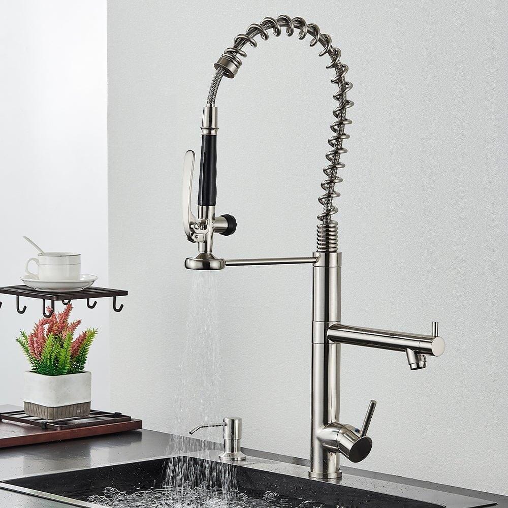 Torneira Gourmet Dual Mola Spray Monocomando Bica Alta Troia torneira gourmet Cozinha Artificio Lar Niquel Escovado A Pronta Entrega