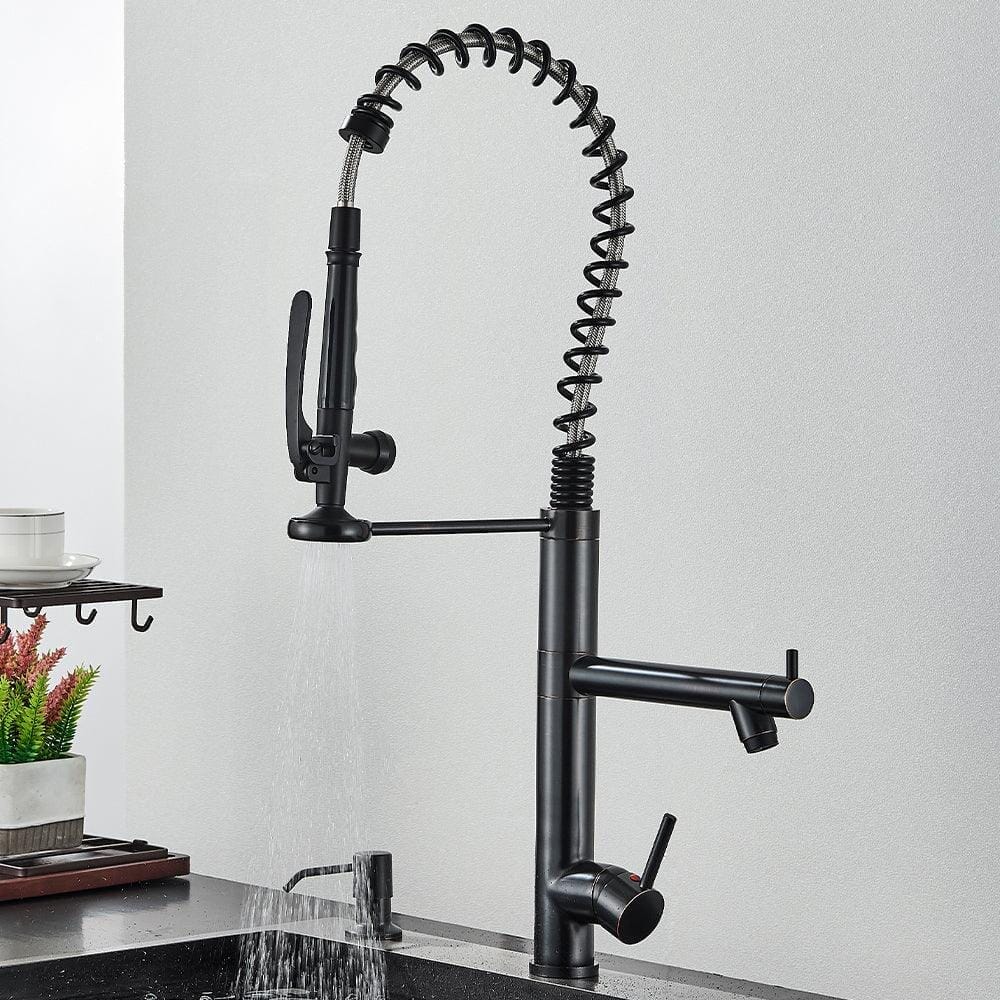 Torneira Gourmet Dual Mola Spray Monocomando Bica Alta Troia torneira gourmet Cozinha Artificio Lar Preto Fosco A Pronta Entrega