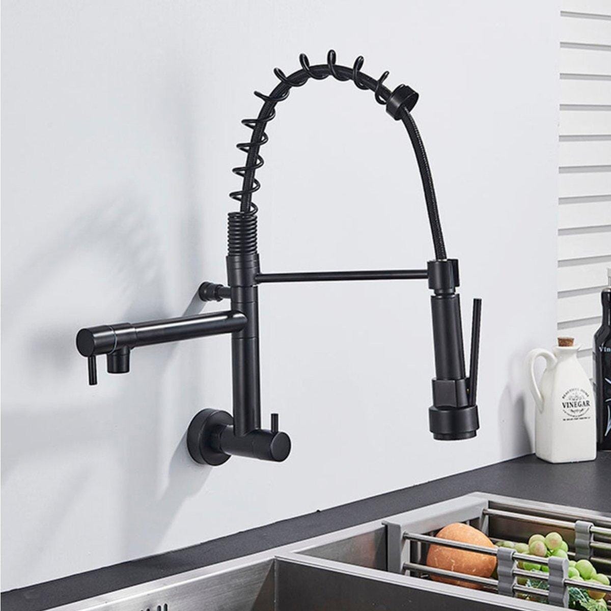 Torneira Gourmet Extensível De Parede Dual Spray Monocomando JassPoll torneira gourmet Cozinha Artificio Lar Pretot Fosco A Pronta Entrega