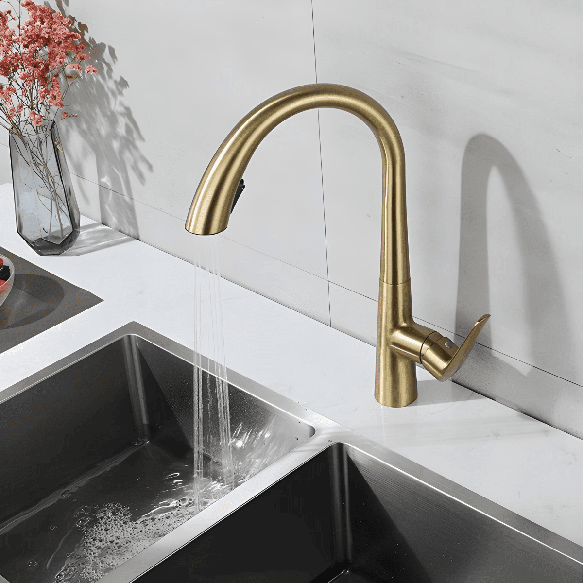 Torneira Gourmet Extensível Monocomando Fach torneira gourmet Cozinha Artificio Lar Ouro Escovado A Pronta Entrega