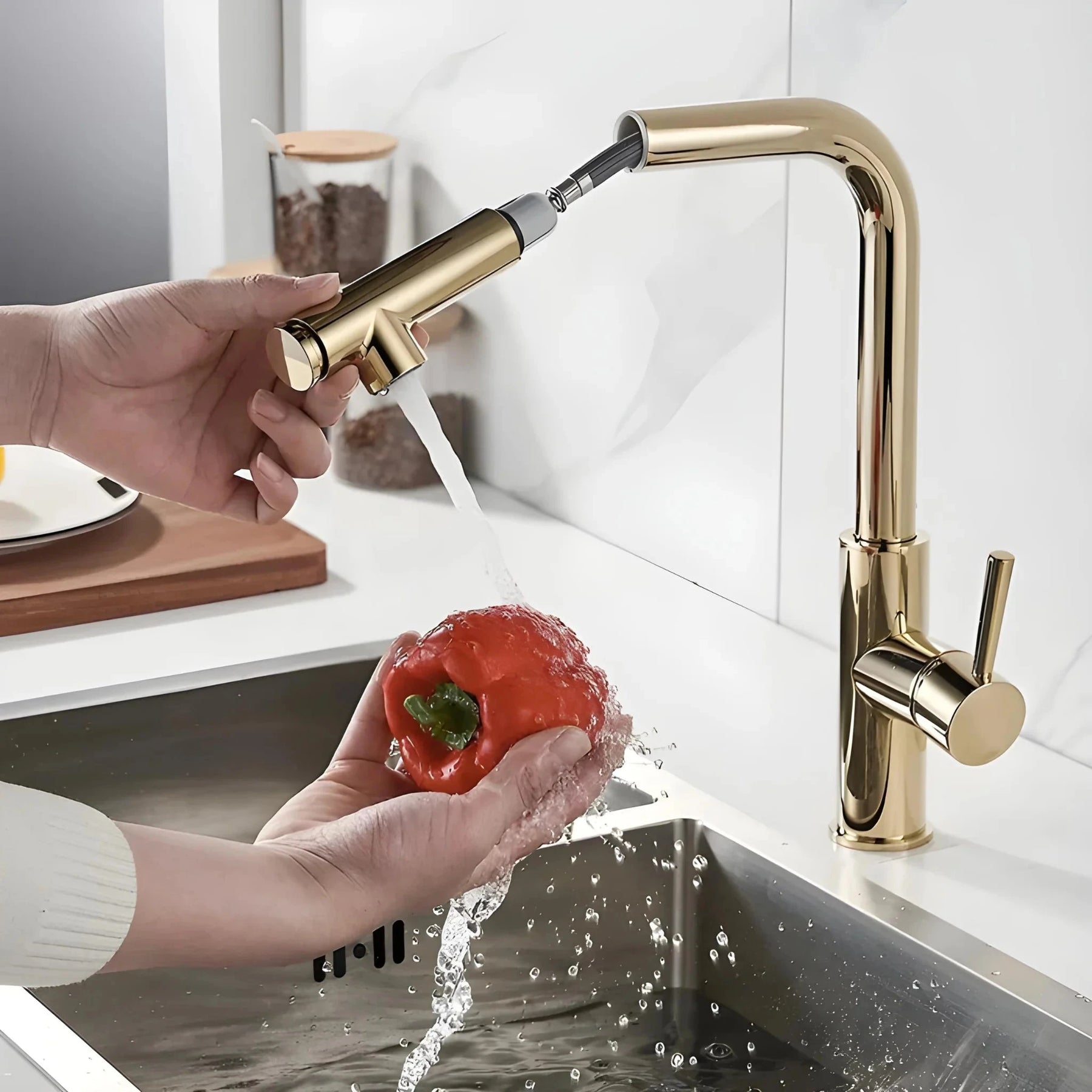 Torneira Gourmet Extensível Monocomando Venzalo Torneira Gourmet Extensível Monocomando Venzalo Artificio Lar Dourado Á Pronta Entrega