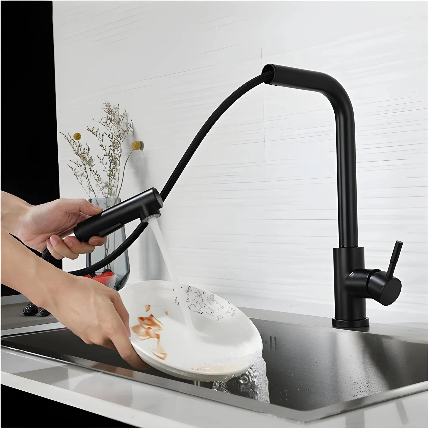 Torneira Gourmet Extensível Monocomando Venzalo Torneira Gourmet Extensível Monocomando Venzalo Artificio Lar Preto Fosco Á Pronta Entrega