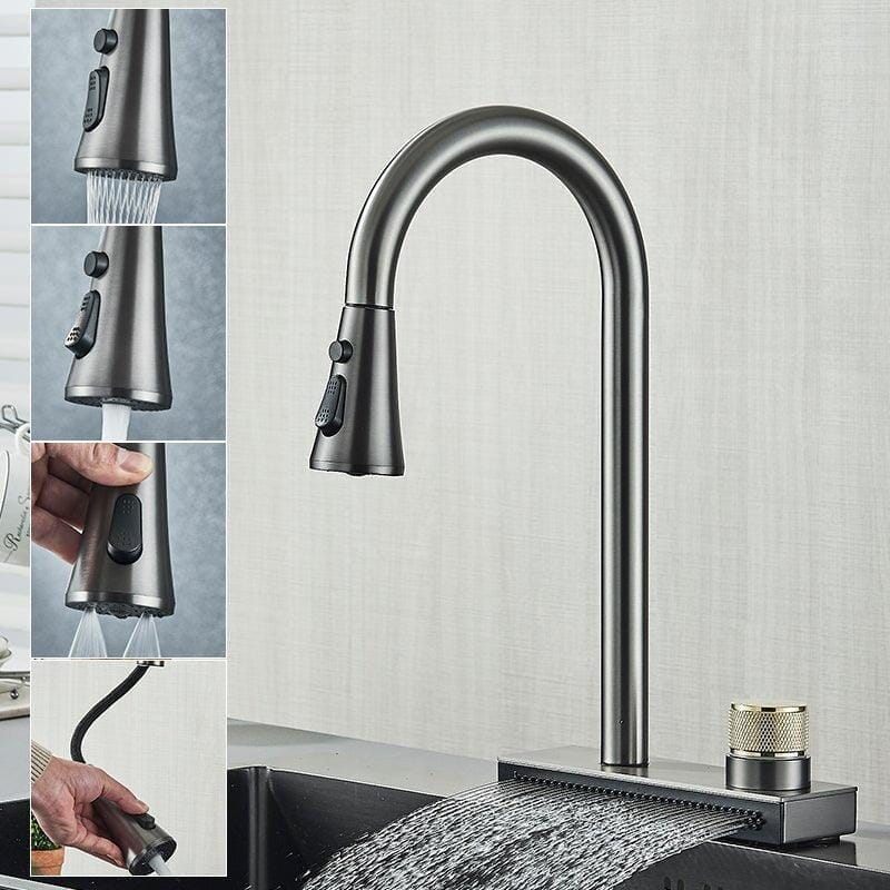 Torneira Gourmet Extensível Spray Cachoeira 360 Rumble torneira gourmet Cozinha Artificio Lar