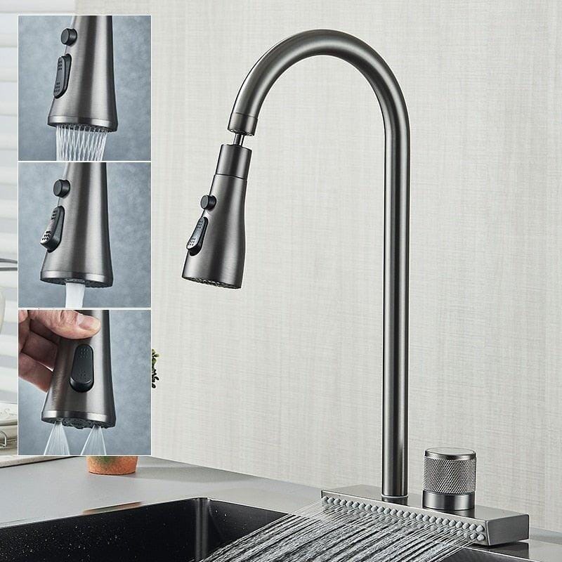Torneira Gourmet Extensível Spray Cachoeira 360 Rumble torneira gourmet Cozinha Artificio Lar A Grafite Extensível A Pronta Entrega