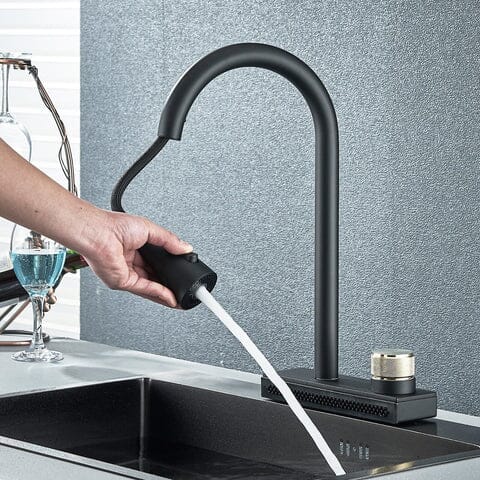Torneira Gourmet Extensível Spray Cachoeira 360 Rumble torneira gourmet Cozinha Artificio Lar A Preto Fosco Extensível A Pronta Entrega