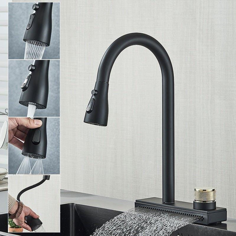 Torneira Gourmet Extensível Spray Cachoeira 360 Rumble torneira gourmet Cozinha Artificio Lar B Preto Fosco (Não Extensível) A Pronta Entrega