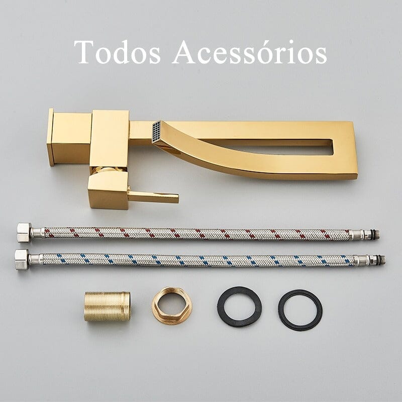 Torneira Moderna Design Bico Recurvo Misturador Monocomando Banheiro Torneira Moderna Design Bico Recurvo Misturador Monocomando Banheiro Artificio Lar