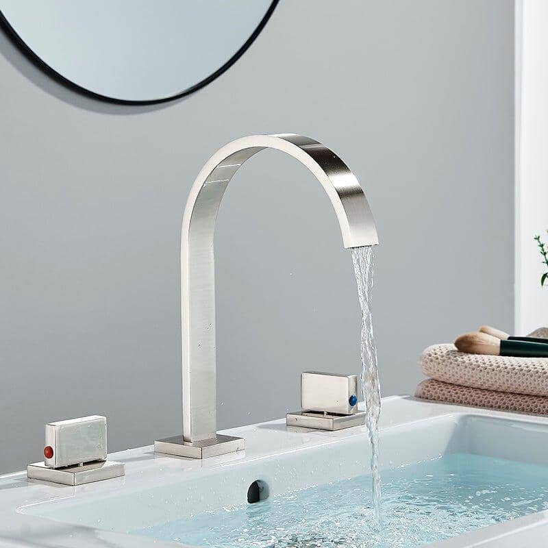 Torneira Moderna Duplo Comando Folt Lavatório 3 peças Misturador torneira banheiro Artificio Lar Níquel Escovado A Pronta Entrega