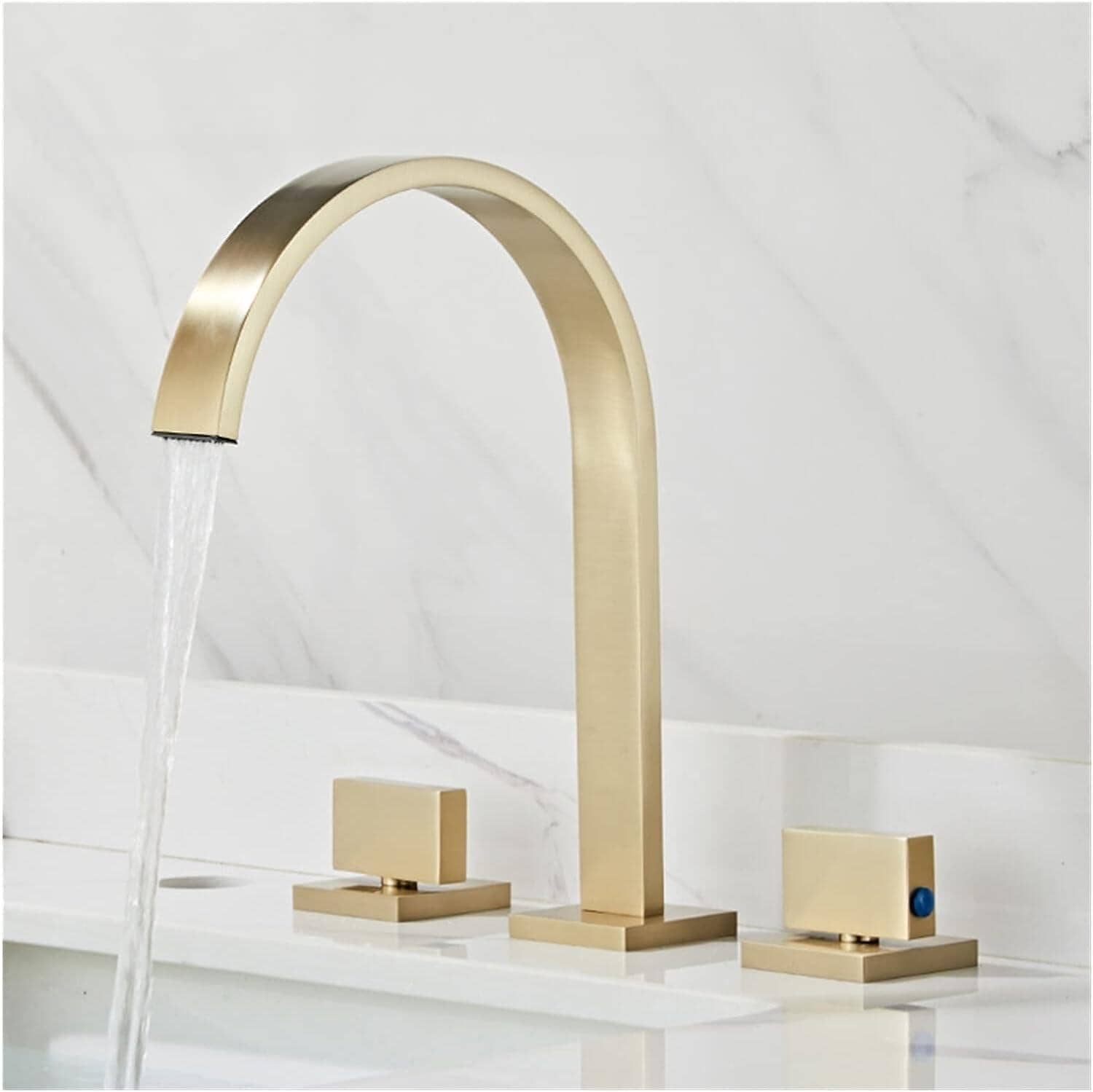 Torneira Moderna Duplo Comando Folt Lavatório 3 peças Misturador torneira banheiro Artificio Lar Ouro Escovado A Pronta Entrega