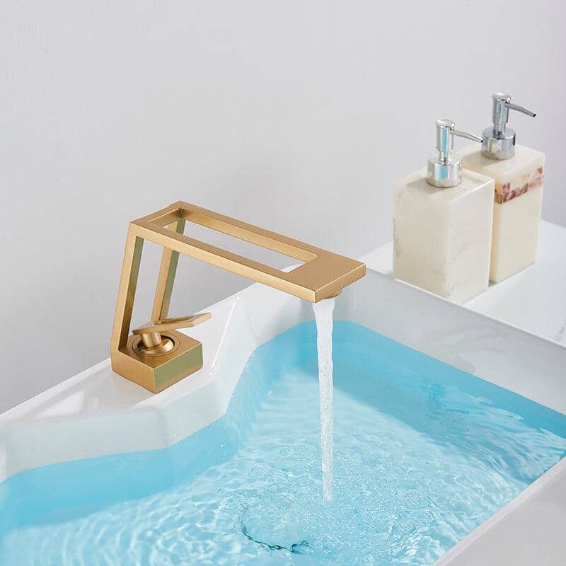 Torneira Moderna Monocomando Para Banheiro Ruuter torneira banheiro Artificio Lar Ouro Escovado A Pronta Entrega