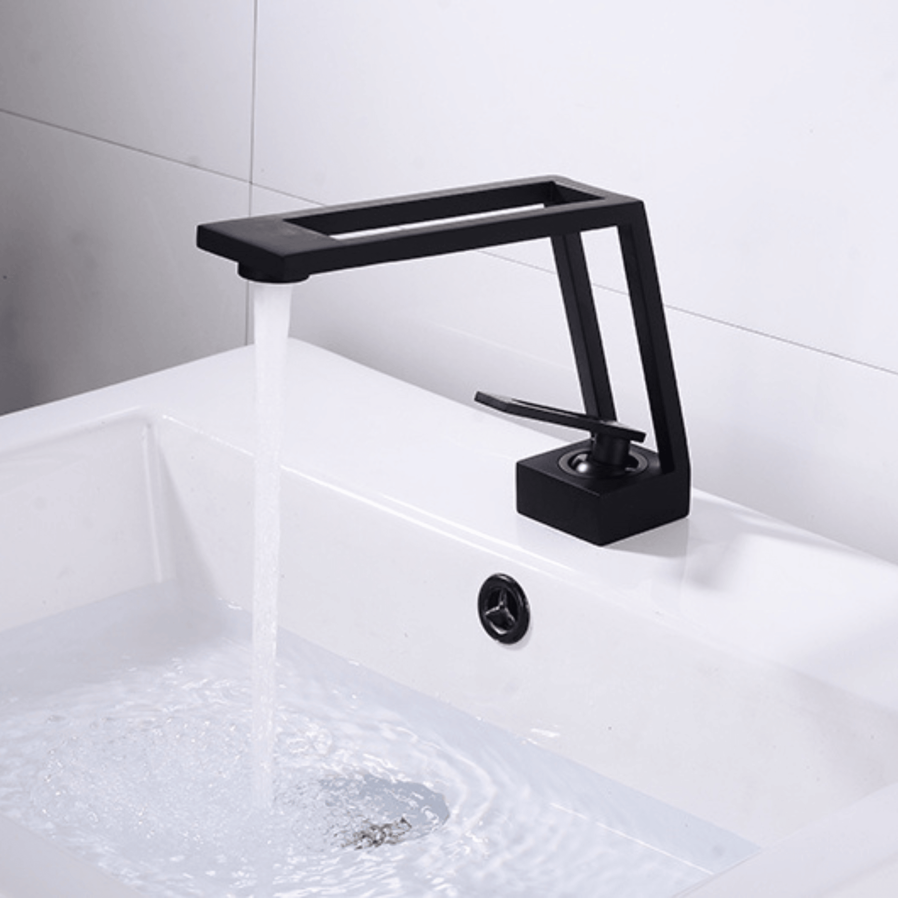 Torneira Moderna Monocomando Para Banheiro Ruuter torneira banheiro Artificio Lar Preto Fosco A Pronta Entrega