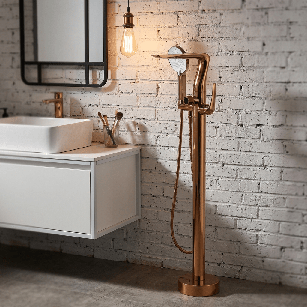 Torneira Monocomando AquaLux Rose Gold Bathroom Cabinets Artificio Lar
