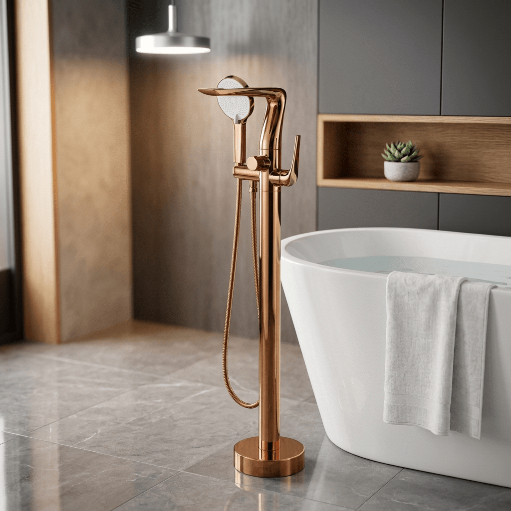 Torneira Monocomando AquaLux Rose Gold Bathroom Cabinets Artificio Lar