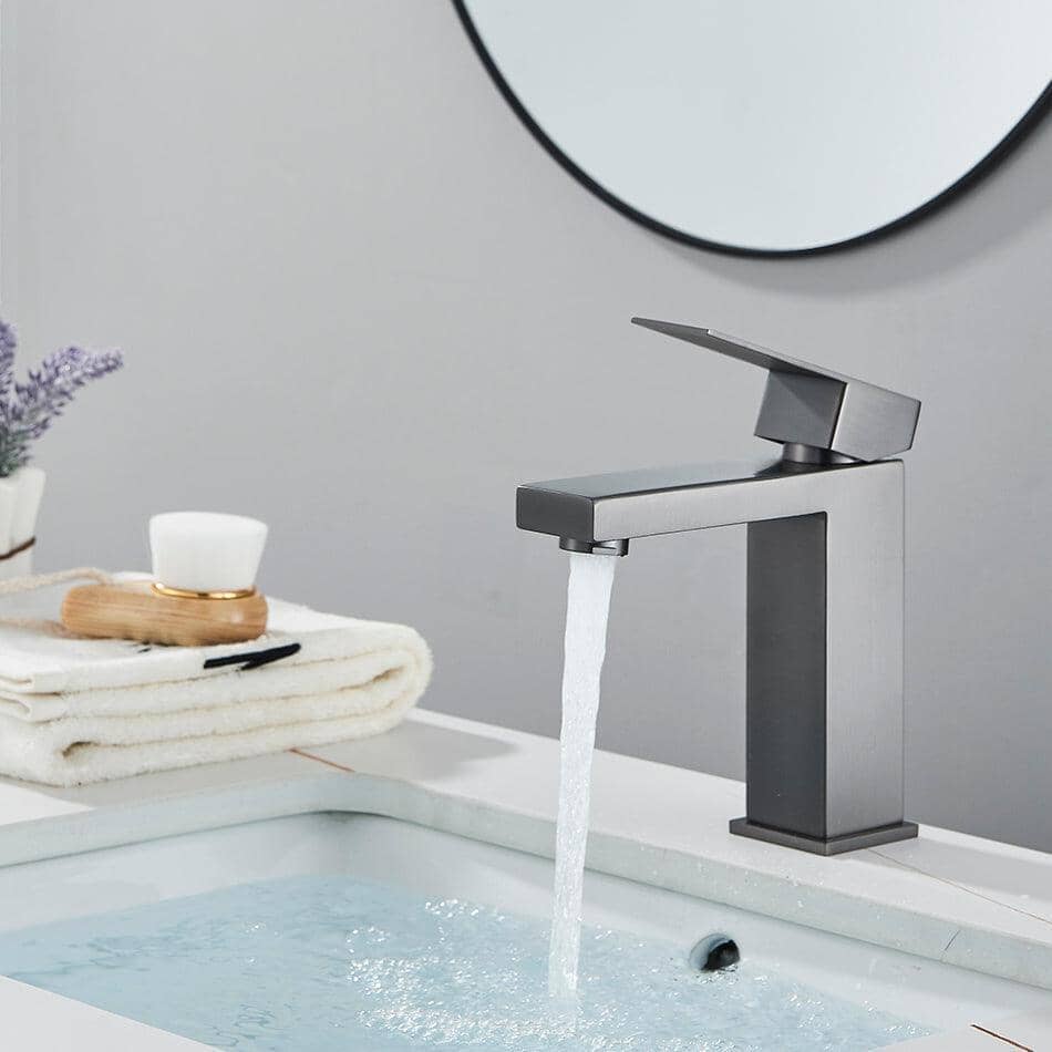 Torneira Monocomando Bancada Para Banheiro Orcol torneira banheiro Artificio Lar Cinza Fosco Curto A Pronta Entrega