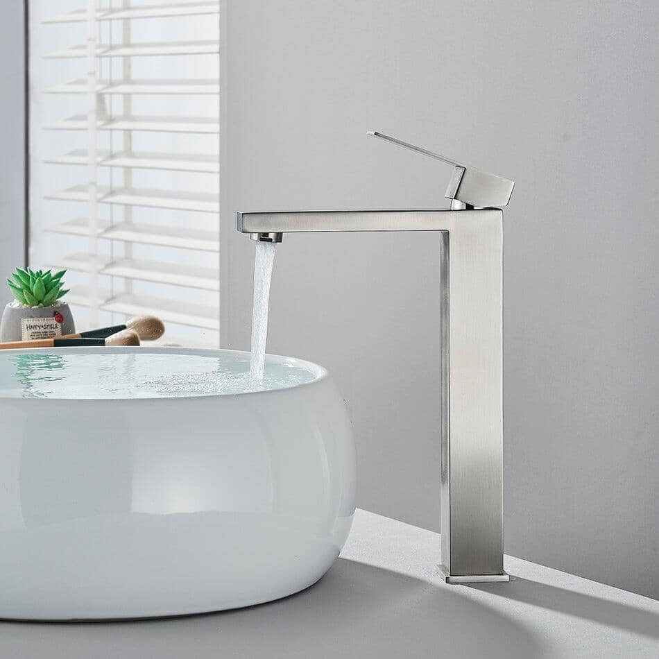 Torneira Monocomando Bancada Para Banheiro Orcol torneira banheiro Artificio Lar Niquel Escovado Alto A Pronta Entrega