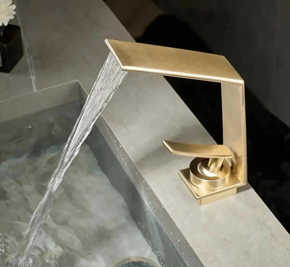 Torneira Monocomando Banheiro Bancada Oro Clarty torneira banheiro Artificio Lar Ouro Escovado Entrega De 15 Á 18 Dias