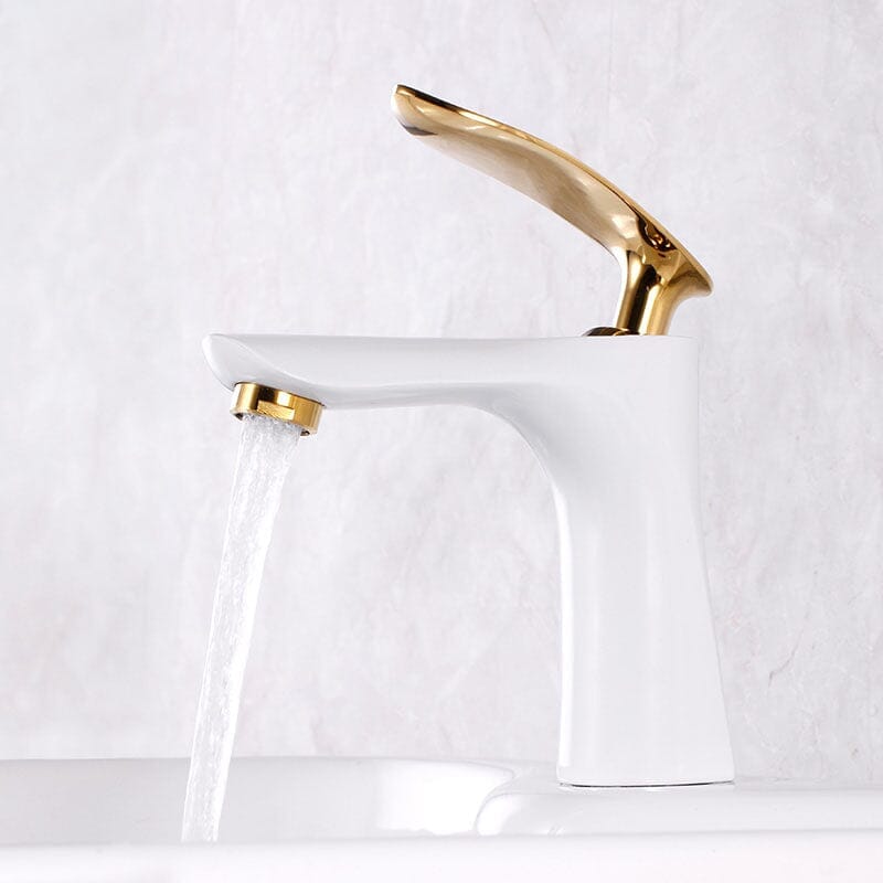 Torneira Monocomando Para Banheiro Bica Baixa Misturador Voltz torneira banheiro Artificio Lar Ouro Polido/Branco Entrega de 7 a 18 Dias
