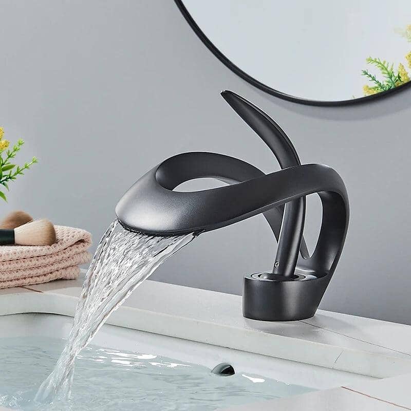 Torneira Para Banheiro Cascata Monocomando Misturador Holtz torneira banheiro Artificio Lar Preto Fosco A Pronta Entrega