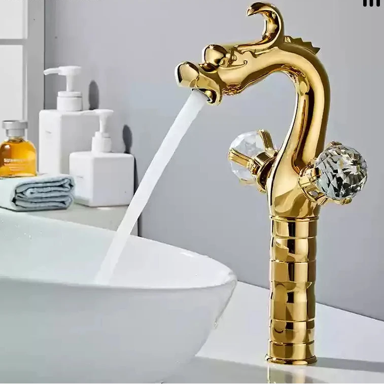 Torneira Para Banheiro de Bancada Dragon Luxury Torneira Para Banheiro de Bancada Dragon Luxury Artificio Lar Dourado Alta