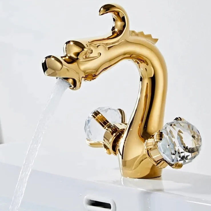 Torneira Para Banheiro de Bancada Dragon Luxury Torneira Para Banheiro de Bancada Dragon Luxury Artificio Lar Dourado Curto