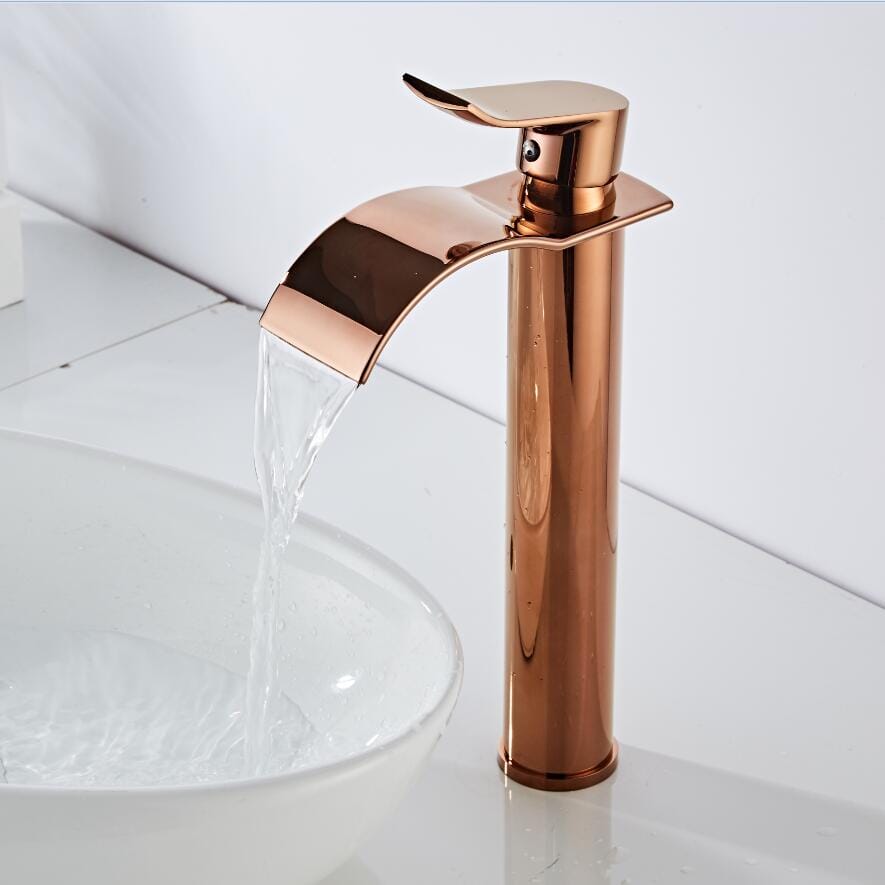 Torneira Para Banheiro Dourada Bica Alta Monocomando Cascata Luxo Misturador Sinko Torneira Para Banheiro Dourada Bica Alta Monocomando Cascata Luxo Misturador Sinko Artificio Lar