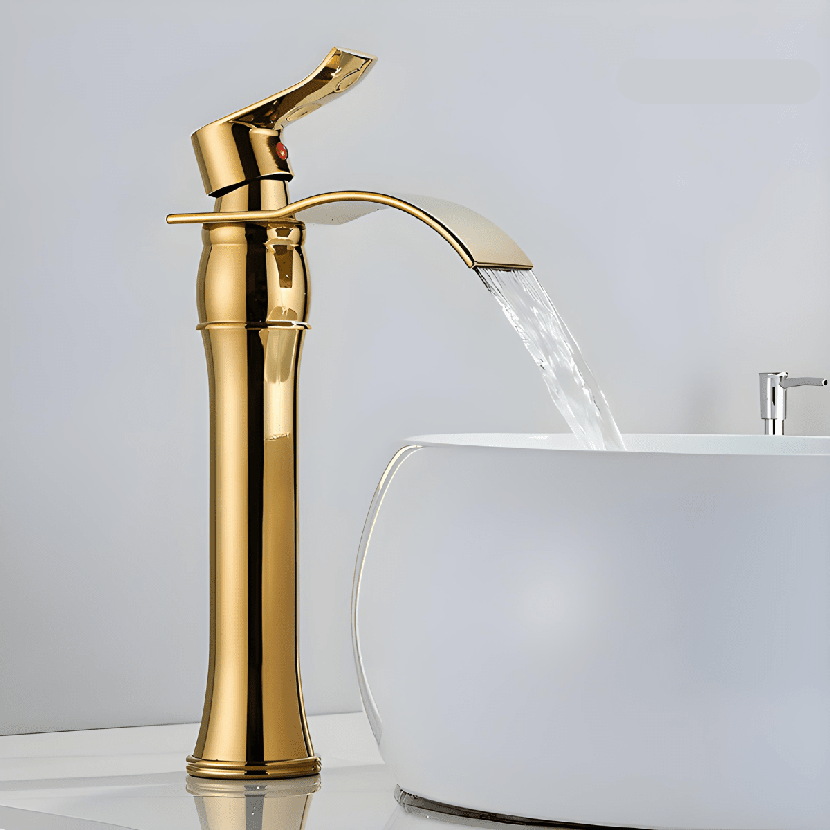 Torneira Para Banheiro Dourada Bica Alta Monocomando Cascata Luxo Misturador Sinko Torneira Para Banheiro Dourada Bica Alta Monocomando Cascata Luxo Misturador Sinko Artificio Lar