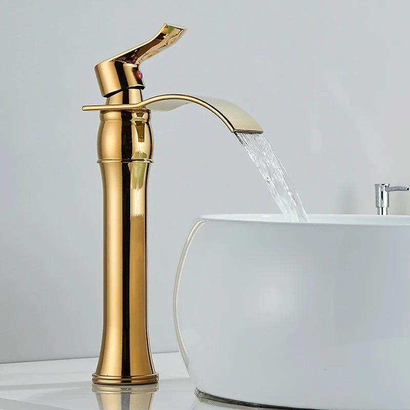 Torneira Para Banheiro Dourada Bica Alta Monocomando Luxo Misturador Beeno Torneira Para Banheiro Dourada Bica Alta Monocomando Luxo Misturador Beeno Artificio Lar