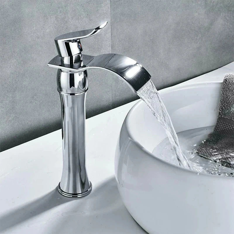 Torneira Para Banheiro Dourada Bica Alta Monocomando Luxo Misturador Beeno Torneira Para Banheiro Dourada Bica Alta Monocomando Luxo Misturador Beeno Artificio Lar Cromado