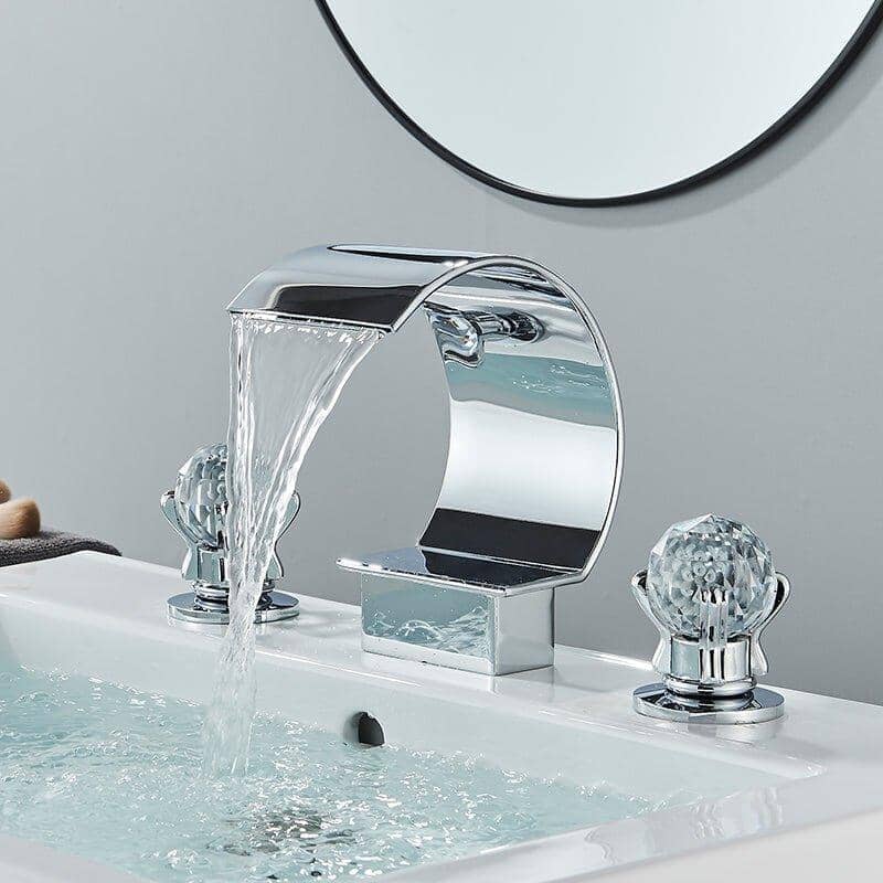 Torneira Para Banheiro Misturador Duplo Comando Cascata New York torneira banheiro Artificio Lar Cromado A Pronta Entrega