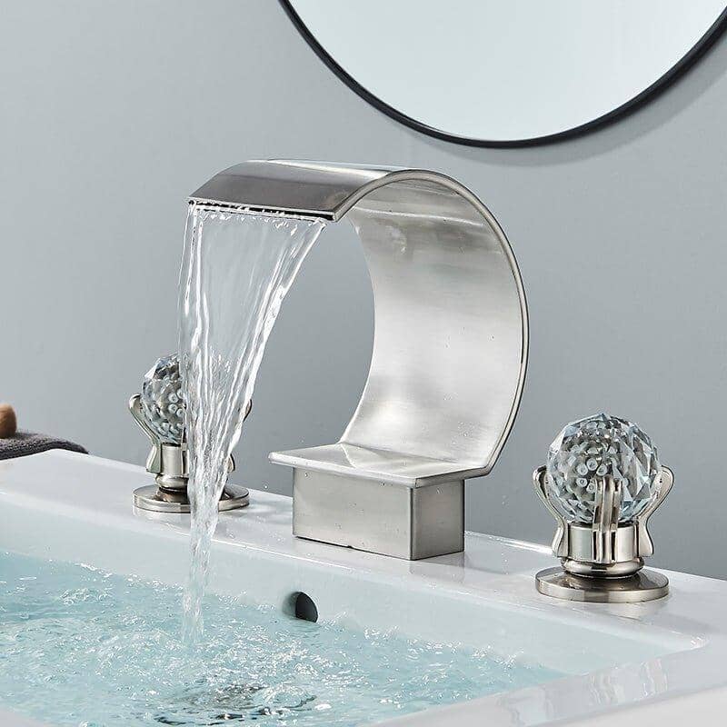 Torneira Para Banheiro Misturador Duplo Comando Cascata New York torneira banheiro Artificio Lar Níquel Escovado A Pronta Entrega